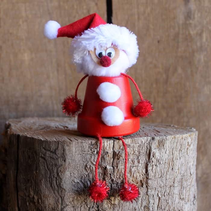 Cheerful Clay Pot Santa