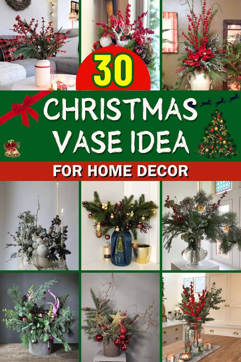 30 Charming Christmas Vase Ideas to Warm Up Your Holiday Home Decor