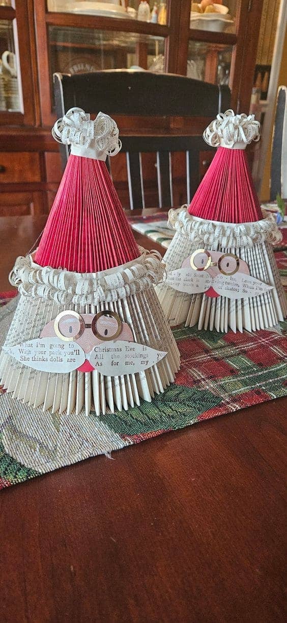 Adorable Book Page Santas