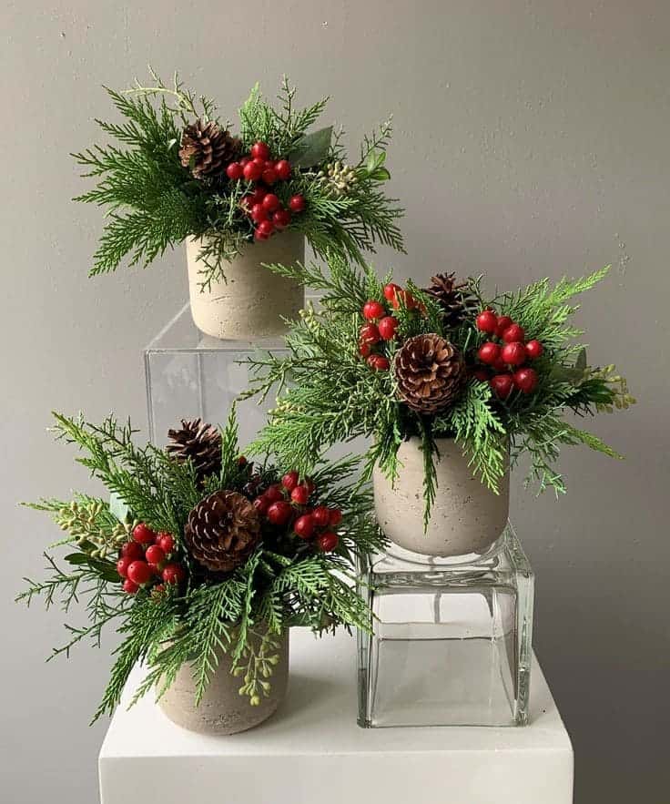 Charming Trio of Pinecone Berry Arrangements