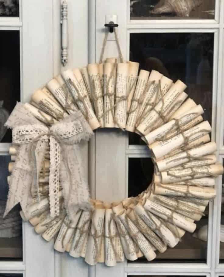 Elegant Rolled Book Wreath