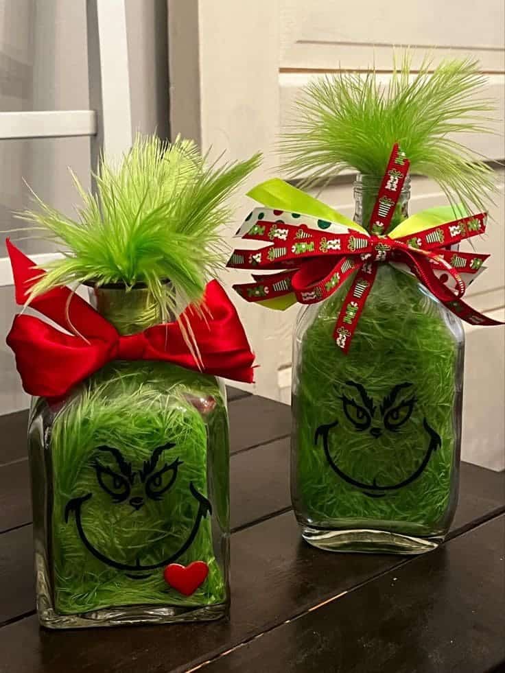 Festive Grinch Bottle Centerpieces