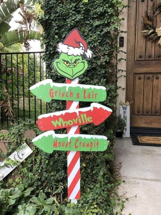 Grinch Holiday Direction Sign