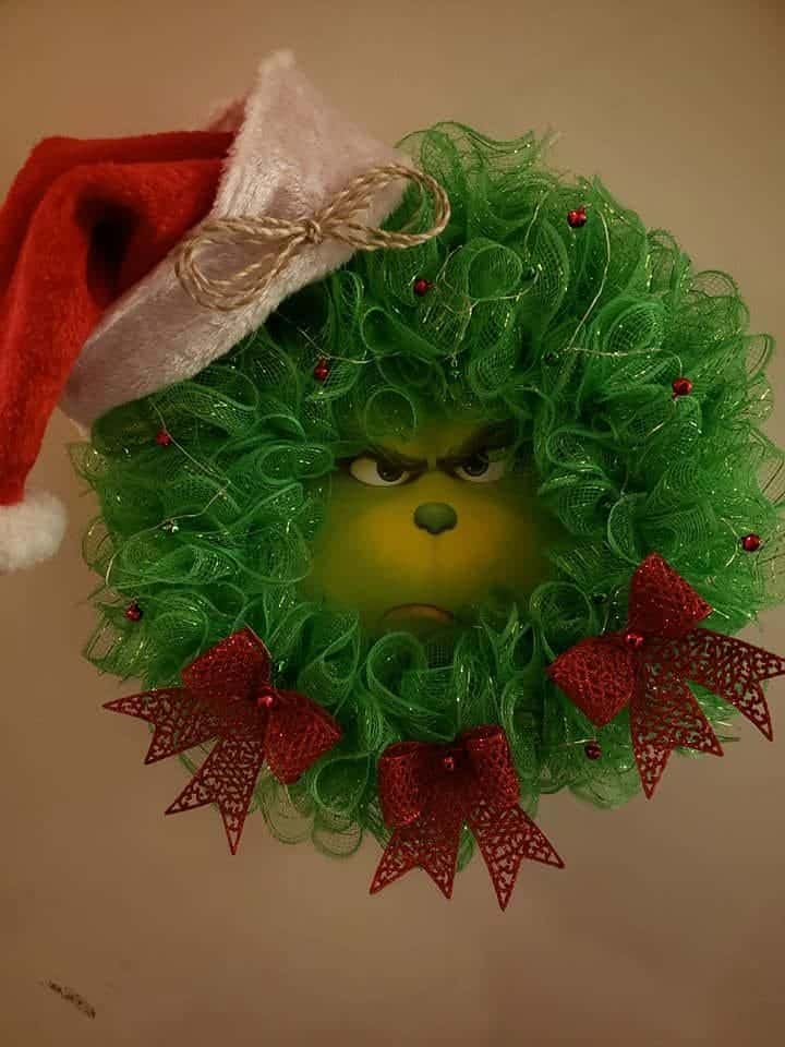 Grinch Mesh Holiday Wreath