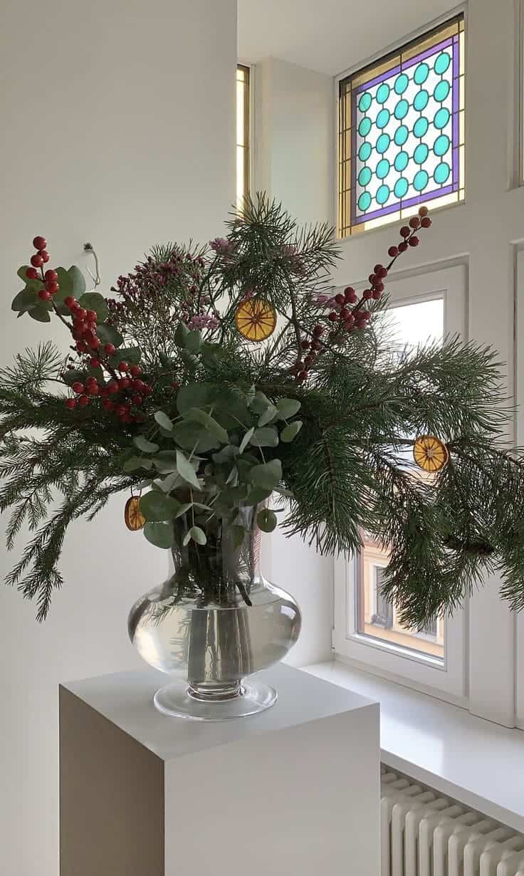 Modern Citrus Pine Holiday Vase