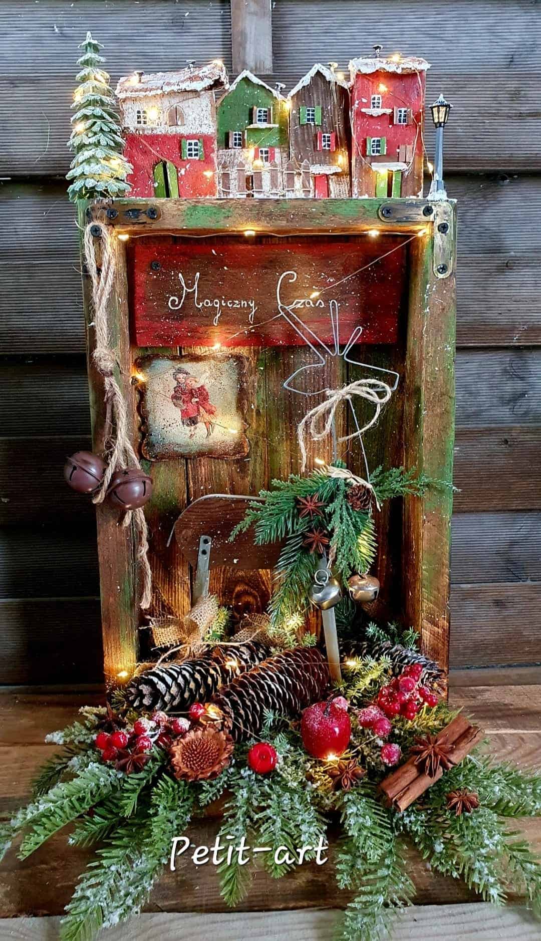 Rustic Holiday Village Drawer