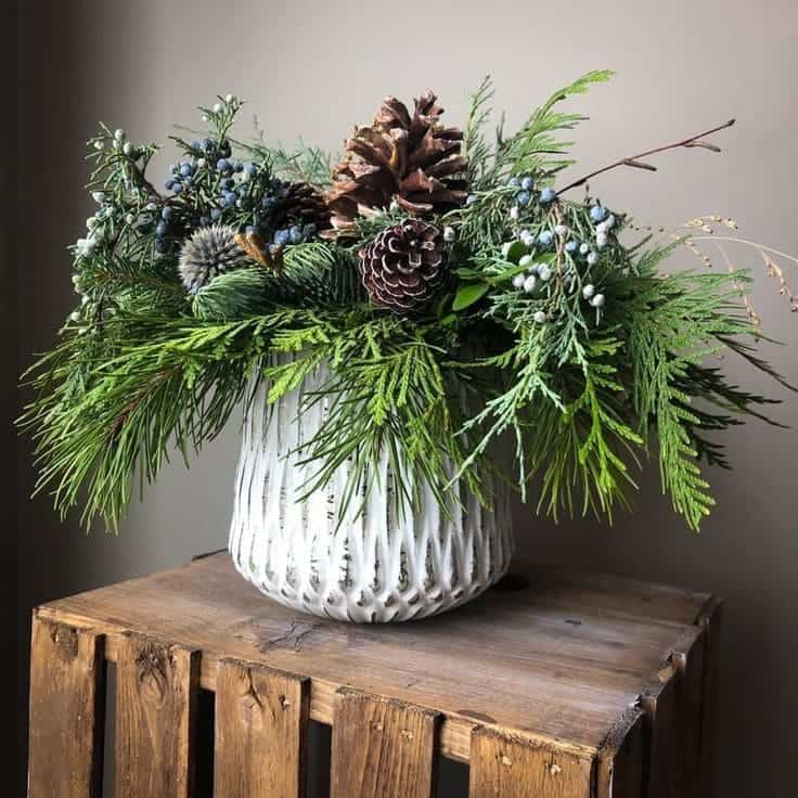 Rustic Pinecone Winter Greenery Vase