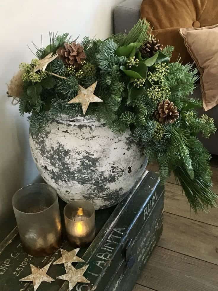 Rustic Winter Charm with Pine and Stars