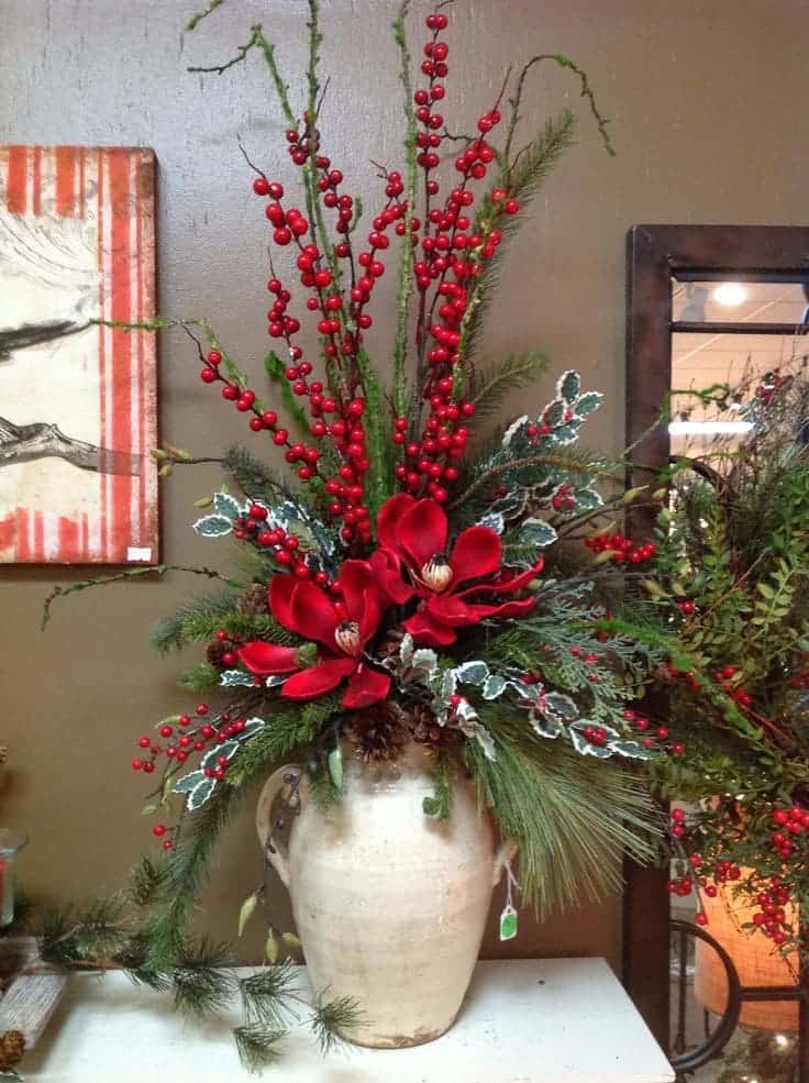 Vibrant Berry Magnolia Holiday Arrangement