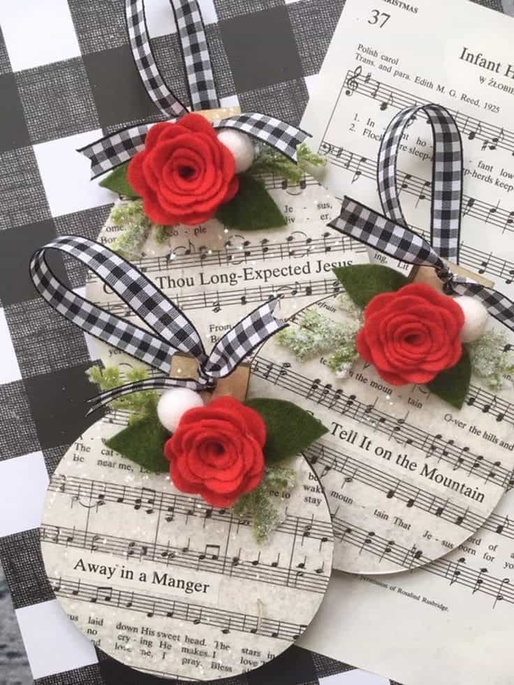 Vintage Sheet Music Ornaments