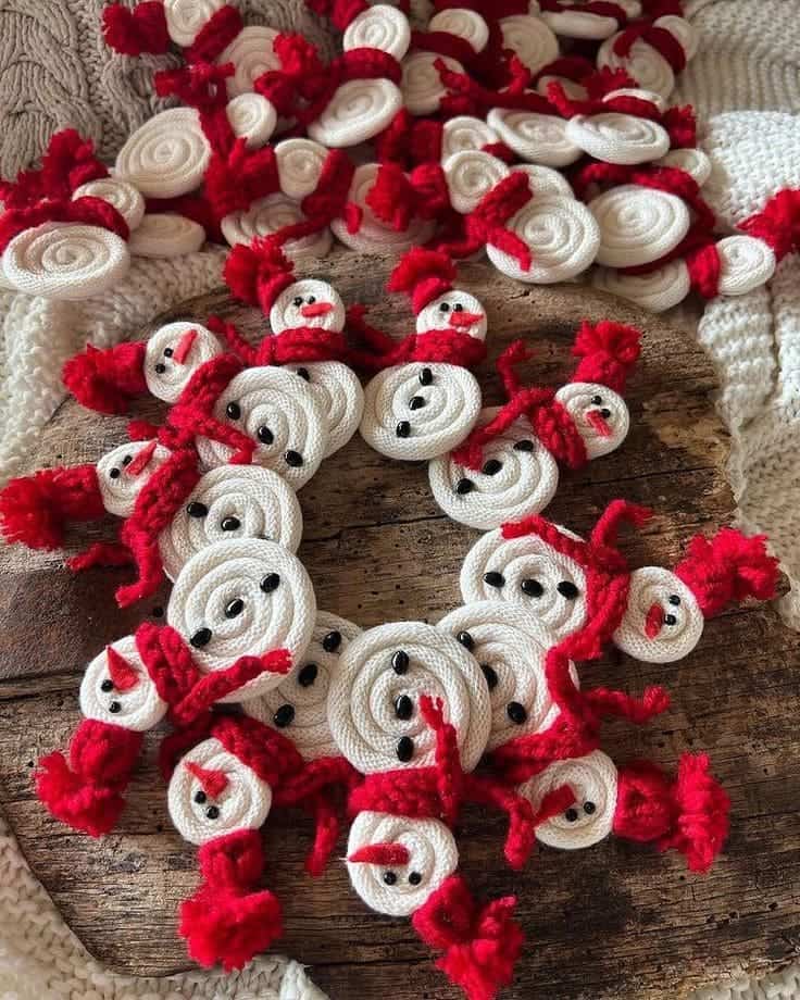 Adorable Yarn-Wrapped Snowman Ornaments