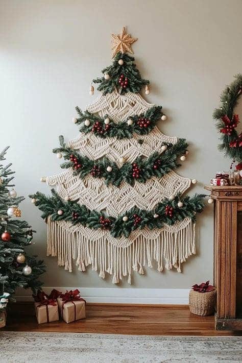 Bohemian Macrame Christmas Tree Wall Hanging