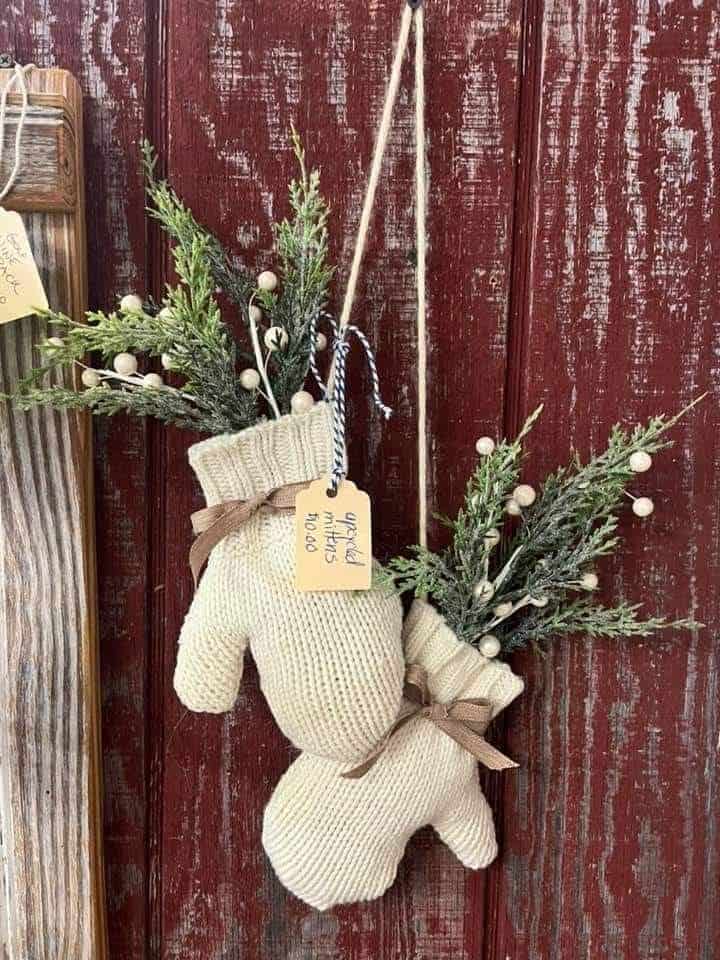 Cozy Knit Mitten Holiday Ornament