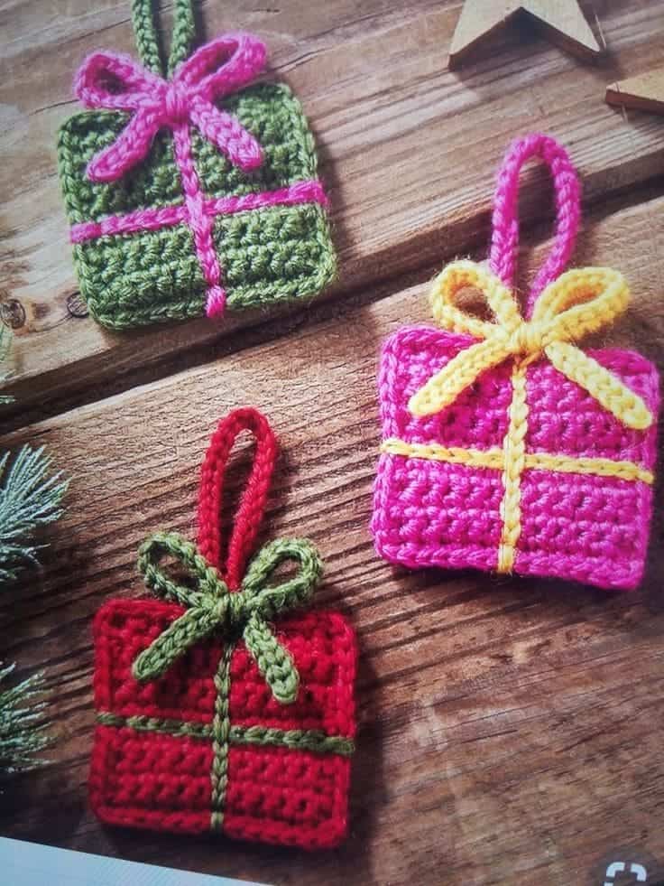 Crocheted Christmas Gift Ornaments