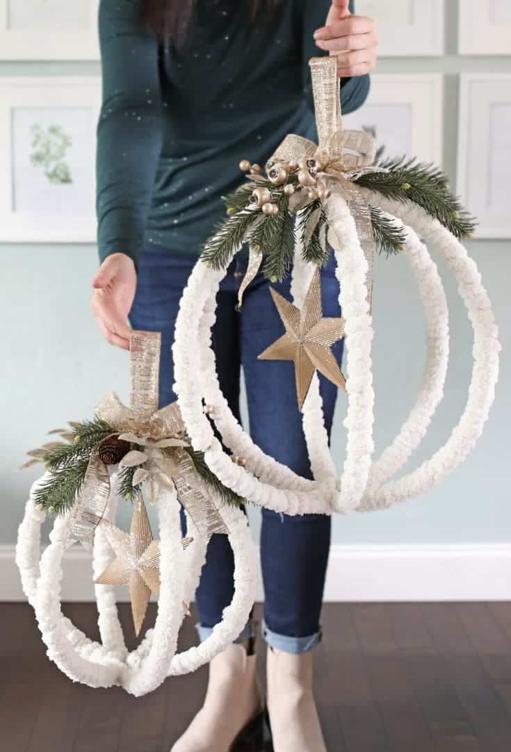 Elegant Yarn-Wrapped Holiday Hoops