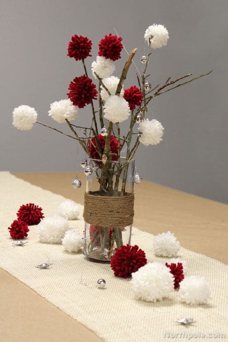 Whimsical Pom-Pom Christmas Centerpiece