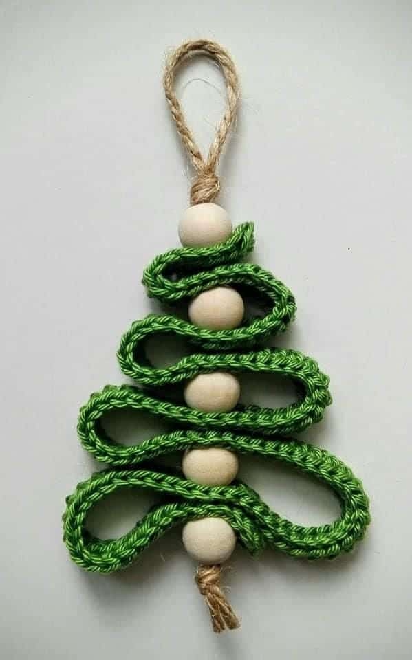 Whimsical Yarn Christmas Tree Ornament