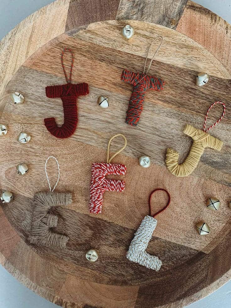 Whimsical Yarn-Wrapped Letter Ornaments