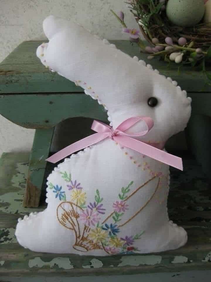 Adorable Vintage Hankie Bunny Decor