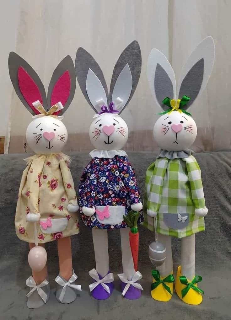 Charming Easter Bunny Dolls with Colorful Dresses