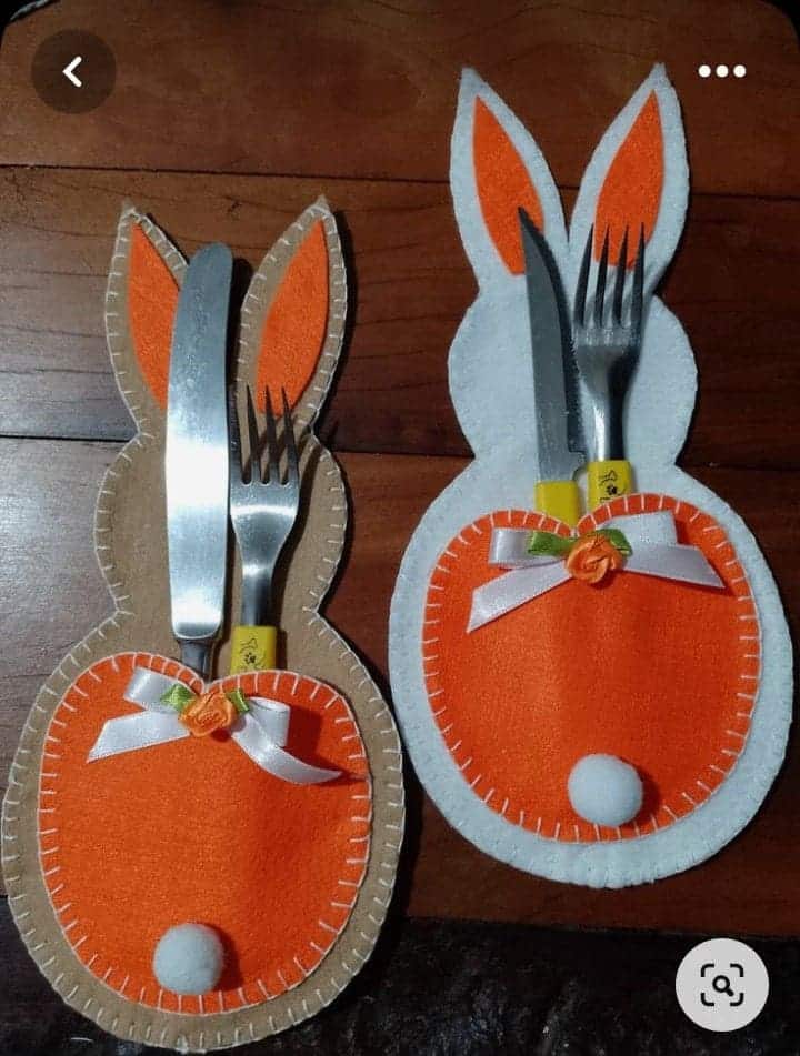 Charming Felt Bunny Cutlery Holders