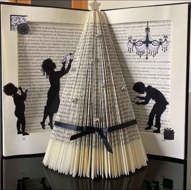 Charming Folded Book Page Christmas Tree Display