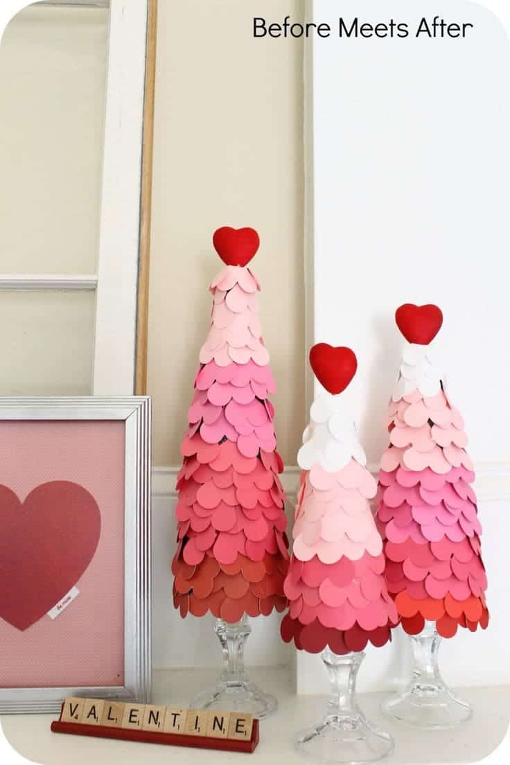 Charming Heart-Layered Valentine Cone Trees