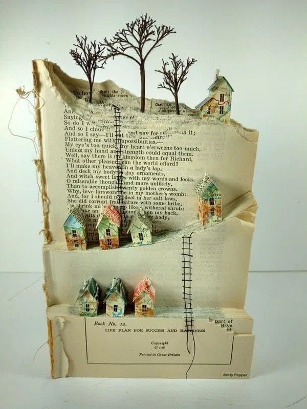 Charming Miniature Village on Book Pages