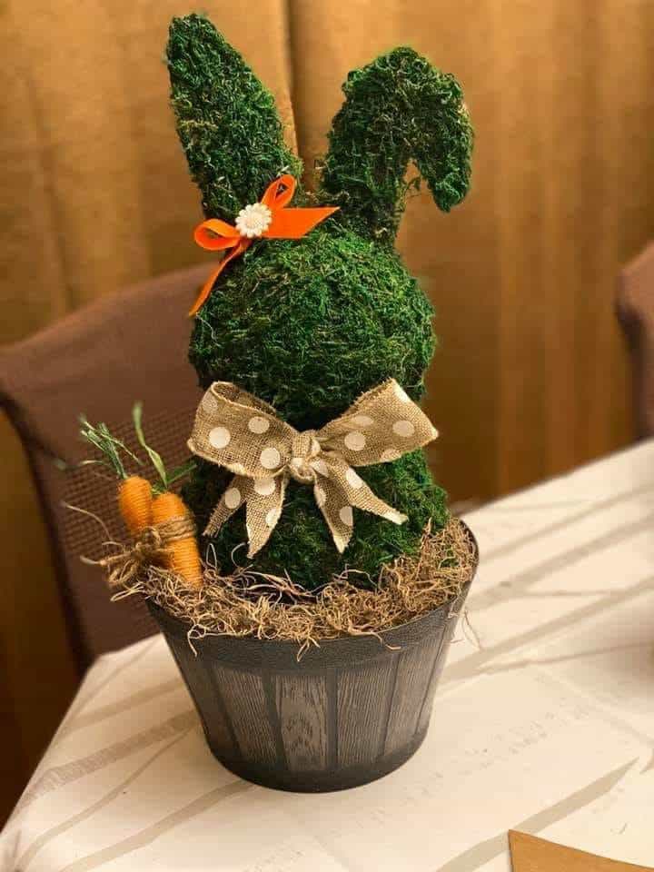 Charming Moss Bunny with Carrots and Bows