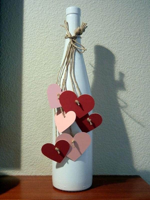 Charming Painted Bottle with Dangling Hearts