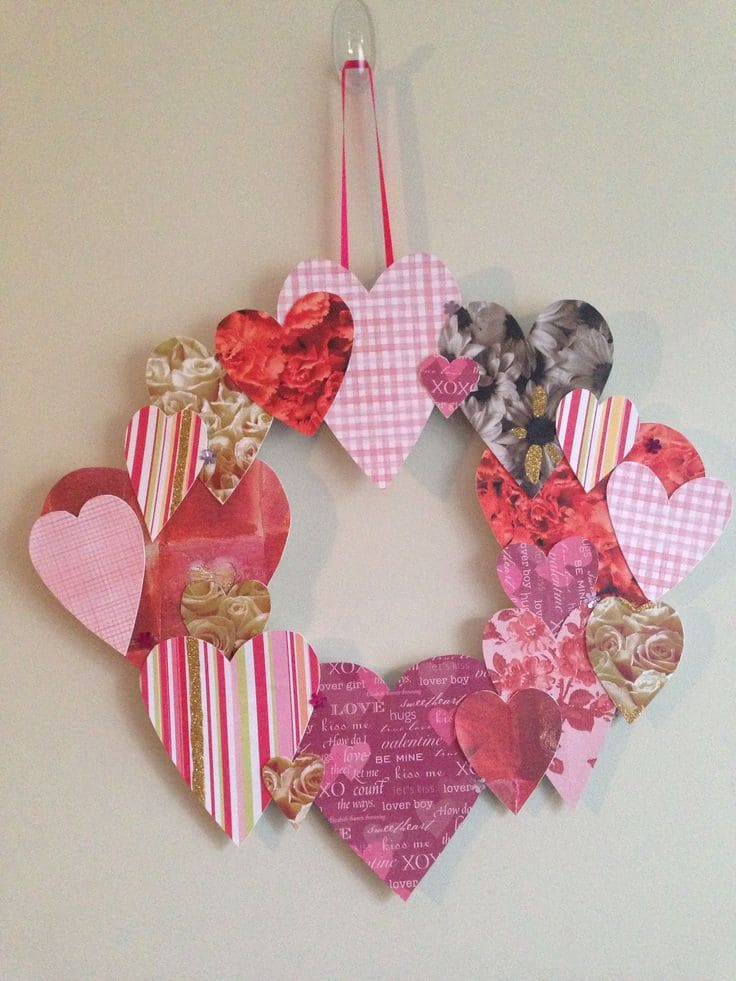 Charming Paper Heart Collage Wreath