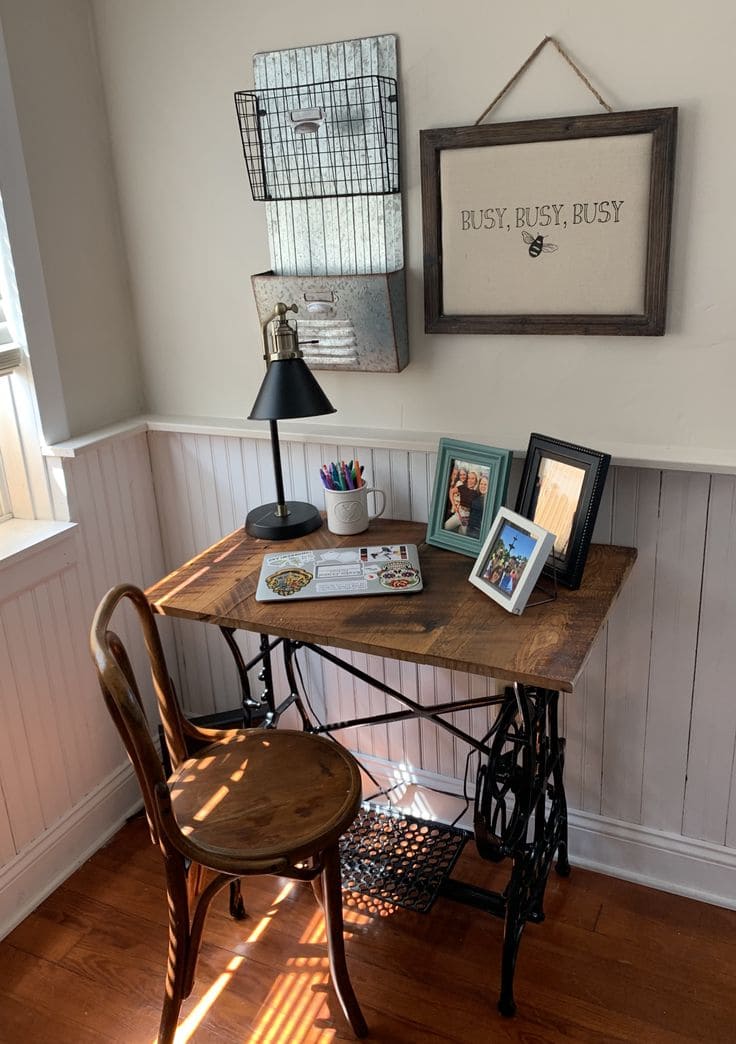 Charming Upcycled Sewing Machine Working Desk