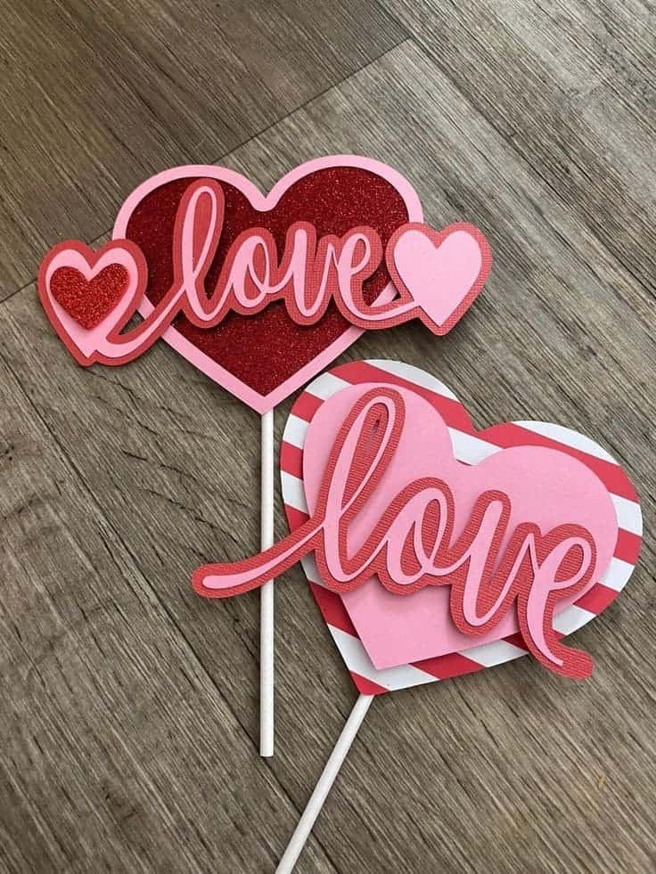 Charming Valentine Heart Picks with Love