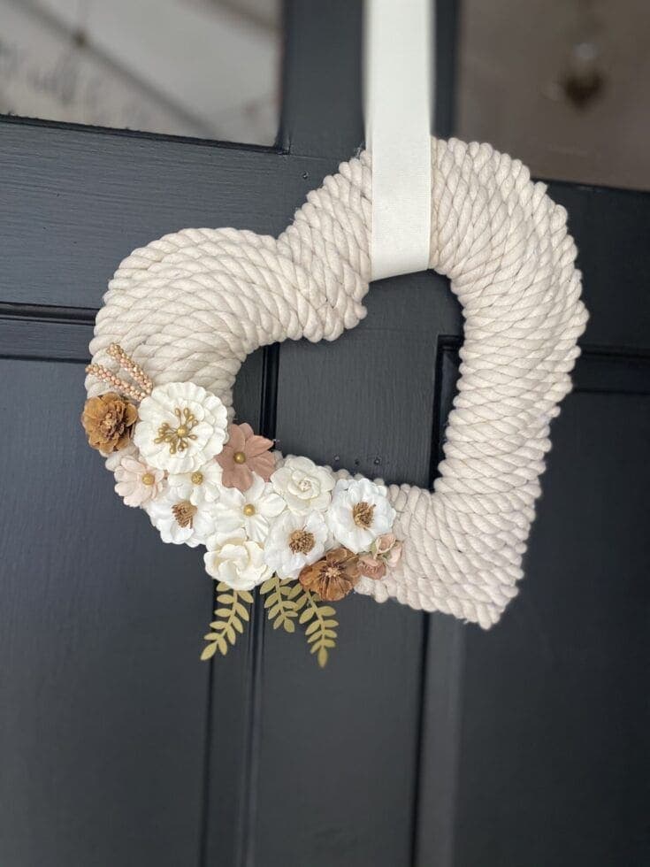 Chic Rope and Floral Heart Wreath