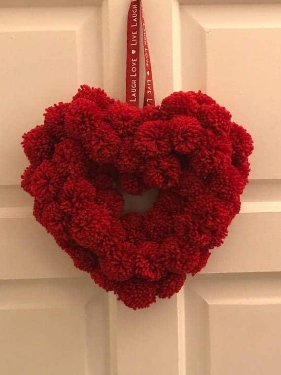 Cozy Red Pom-Pom Valentines Wreath