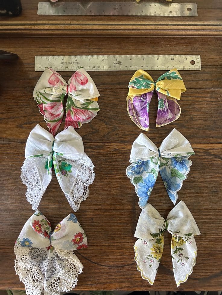 Delicate Vintage Hankie Butterfly Bows