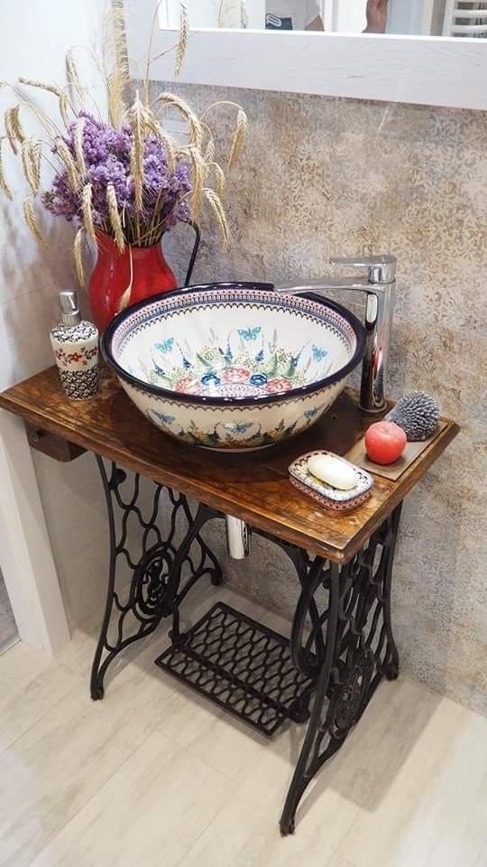 Elegant Bathroom Vanity from Sewing Machine