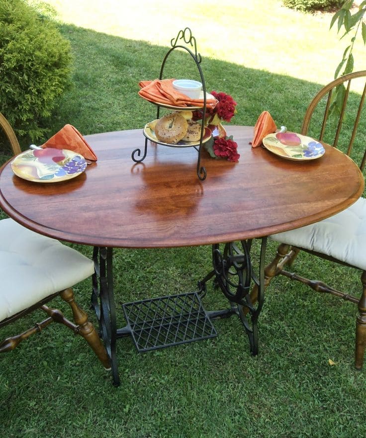 Elegant Dining Table from Sewing Base