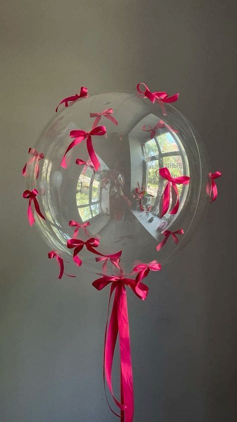 Elegant Floating Balloon with Satin Bows