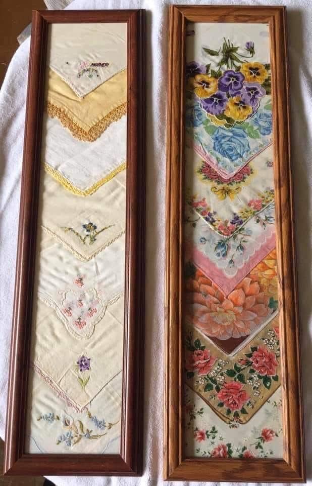 Elegant Framed Vintage Hankie Display