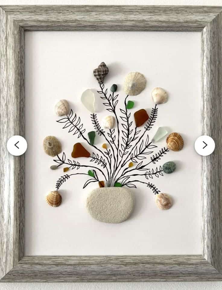 Elegant Shell and Stone Floral Art