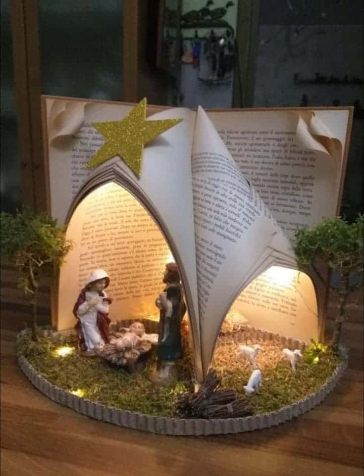 Enchanting Book Page Nativity Scene Display