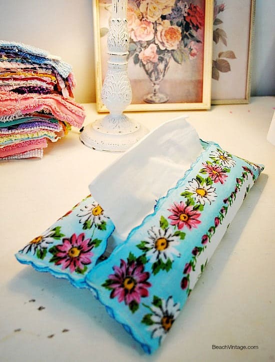 Floral Hankie Tissue Box Cover