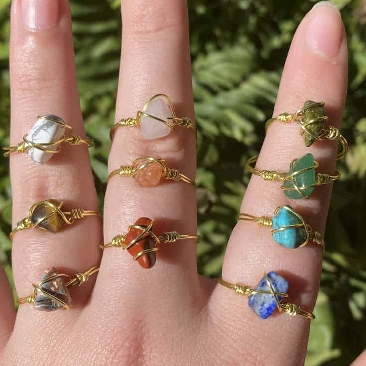 Gemstone Wire-Wrapped Rings Collection