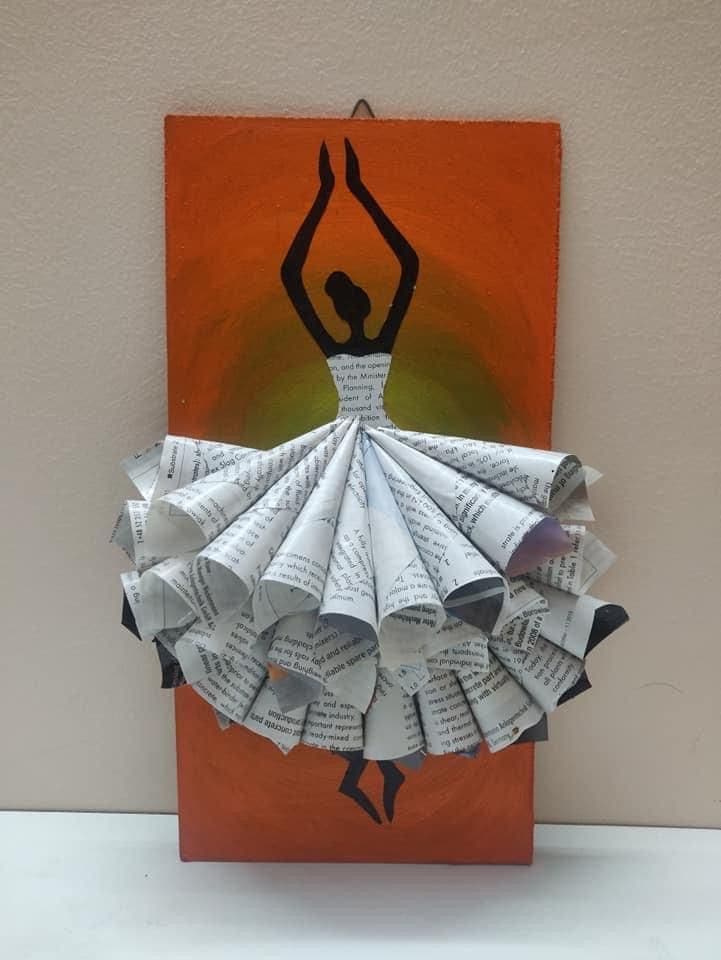 Graceful Ballerina Wall Art with Book Pages