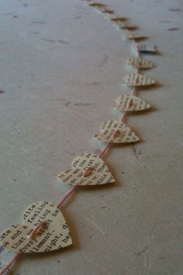 Heartfelt Literary Garland from Vintage Pages