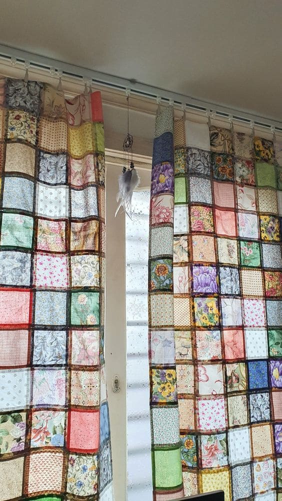 Patchwork Hankie Curtain Idea