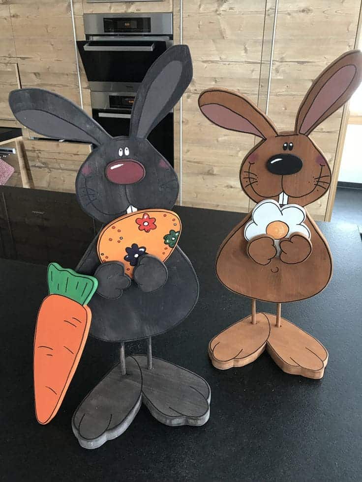 Playful Painted Bunny Figures