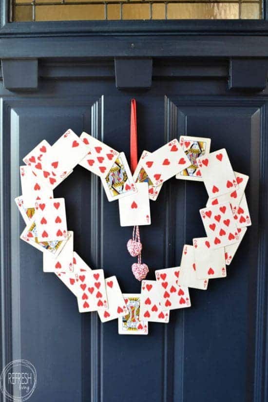 Queen of Hearts Playing Card Wreath