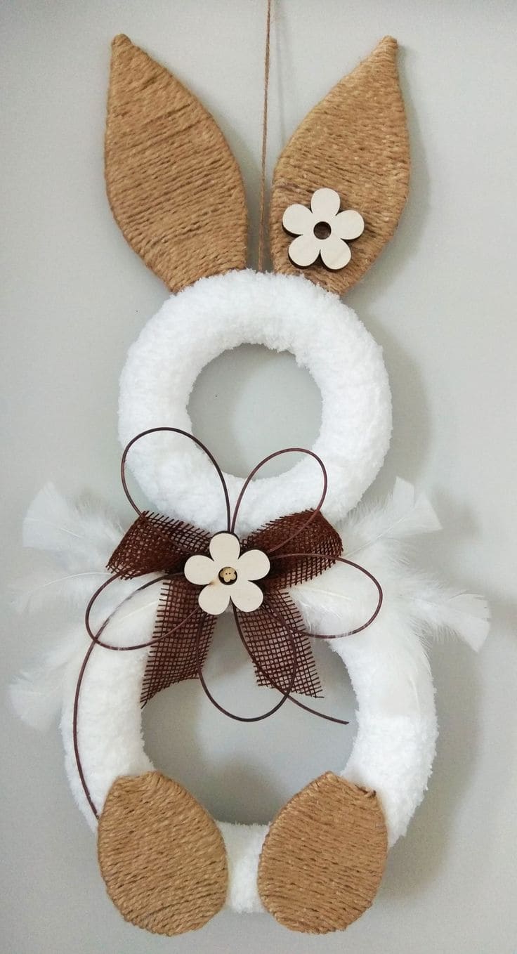 Rustic Bunny Wreath with Soft Textures